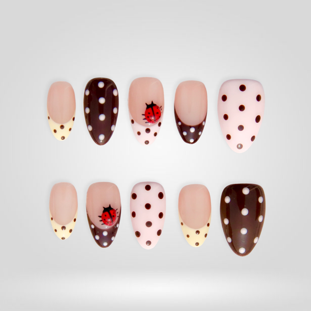 Cocoa Lady Polka Dot Ladybug Press-On Nails - Aninail