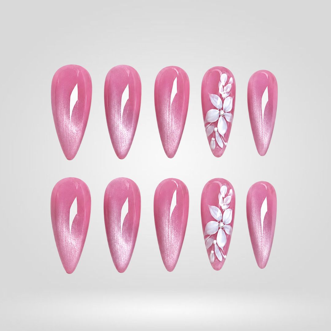 Pink Orchid 3D Floral Press-On Nails - Aninail