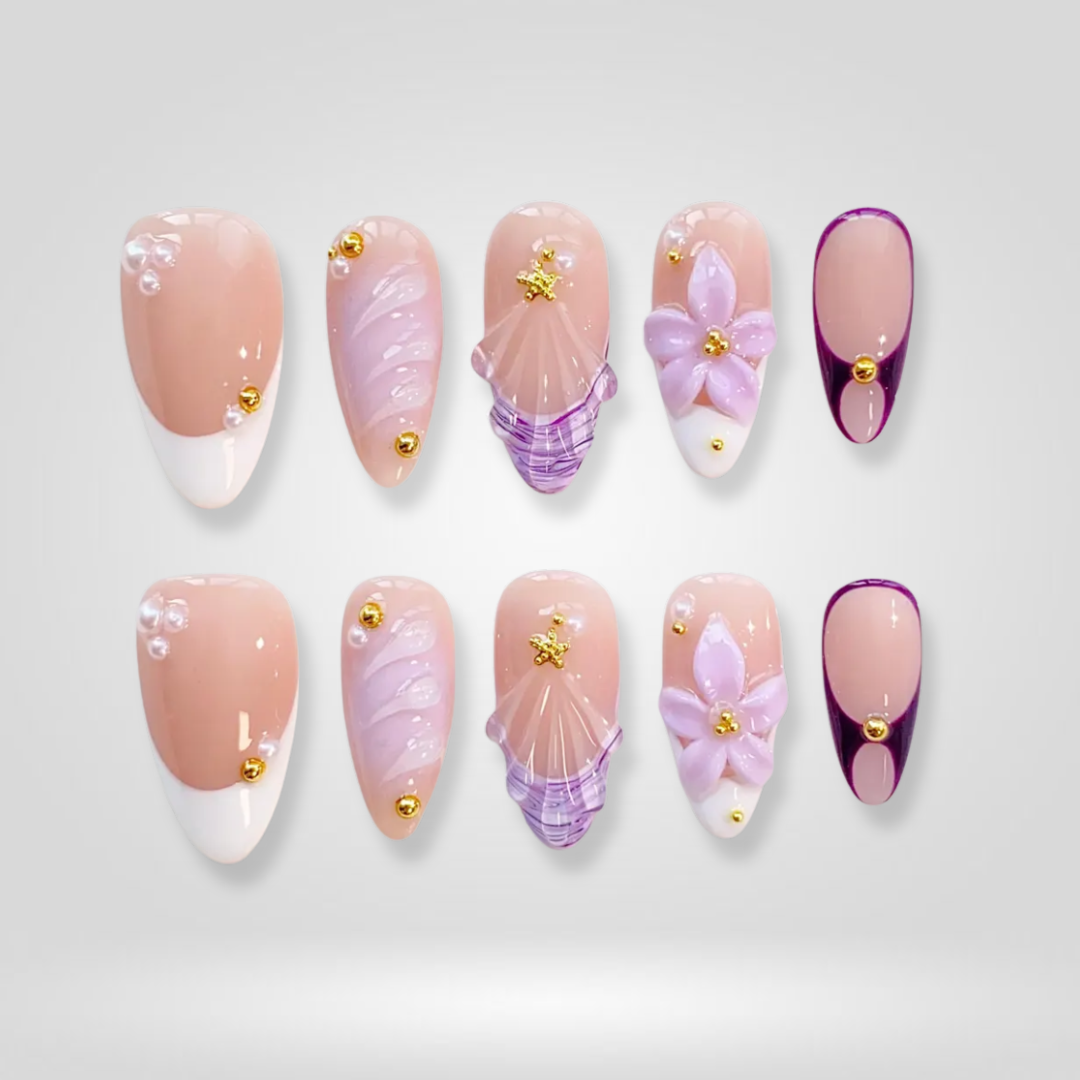 Golden Lily Spring 3D Press-On Nails - Aninail