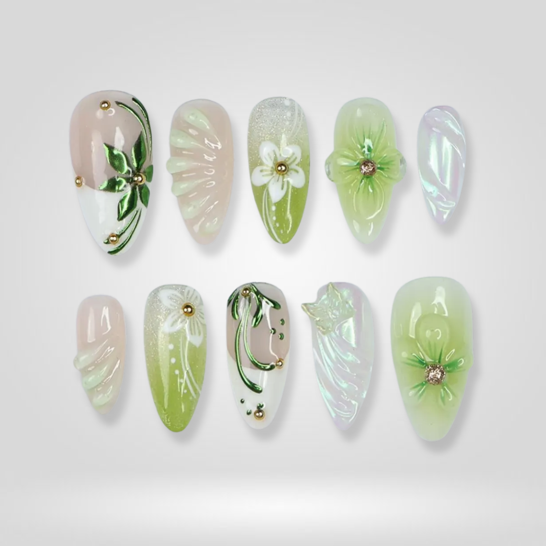 Petal Veil 3D Floral Spring Press-On Nails - Aninail