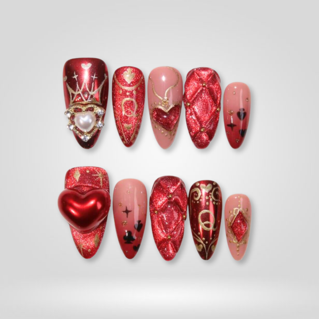 Queen Heart 3D Christmas Press-On Nails - Aninail