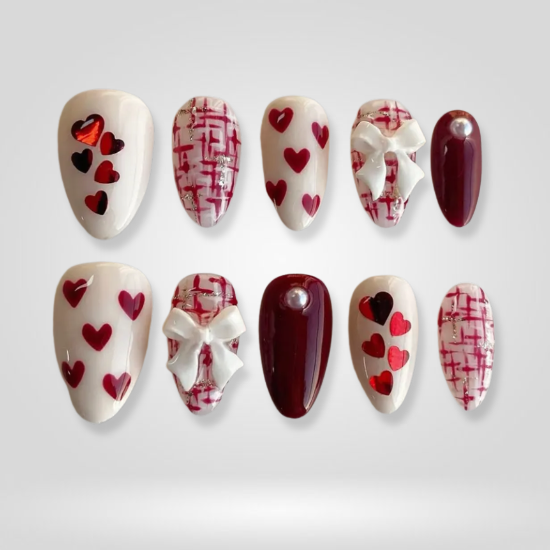 Bow Charm Valentine Press-On Nails - Aninail
