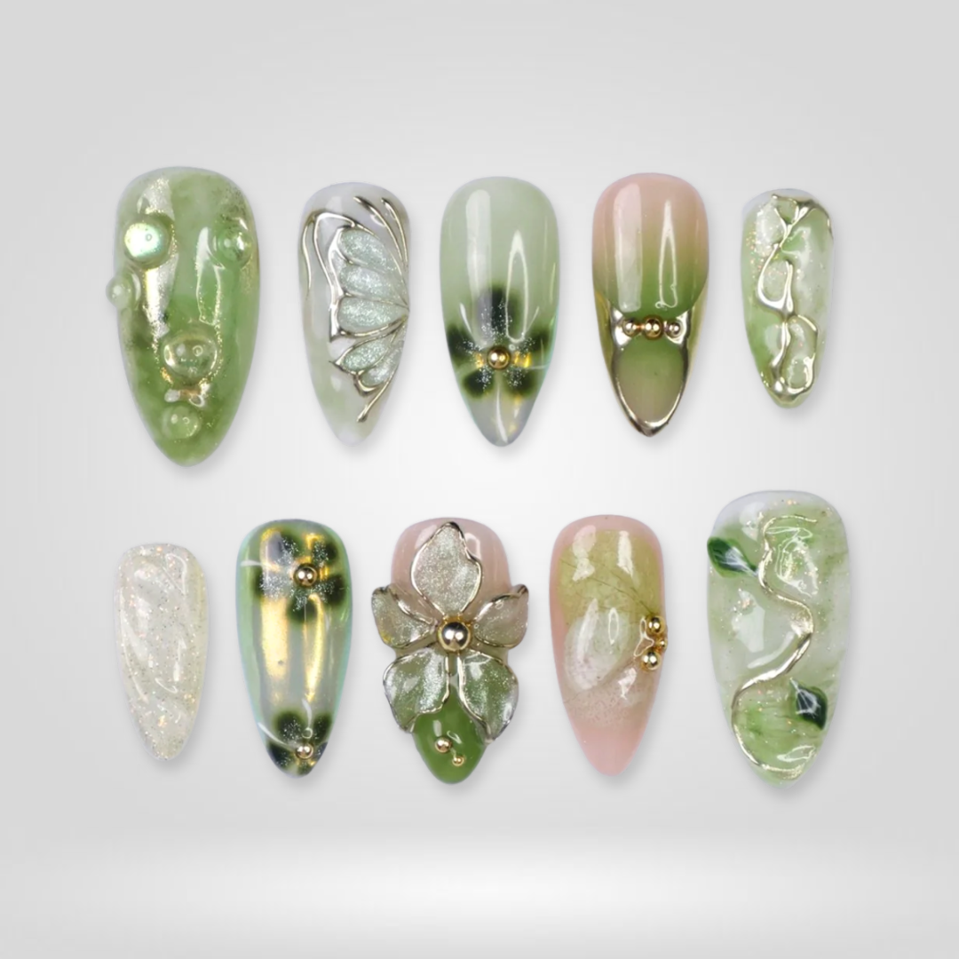 Garden Veil 3D Floral Press-On Nails - Aninail