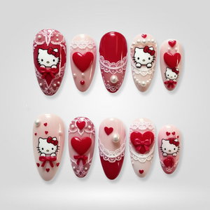 Blush Spark Valentine Heart Press-On Nails - Aninail