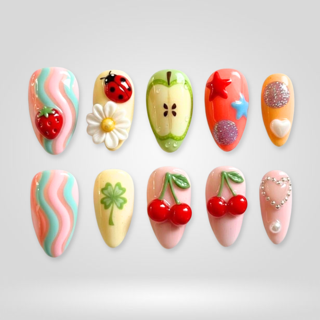 Candy Poppy 3D Spring Blossom Press-On Nails - Aninail