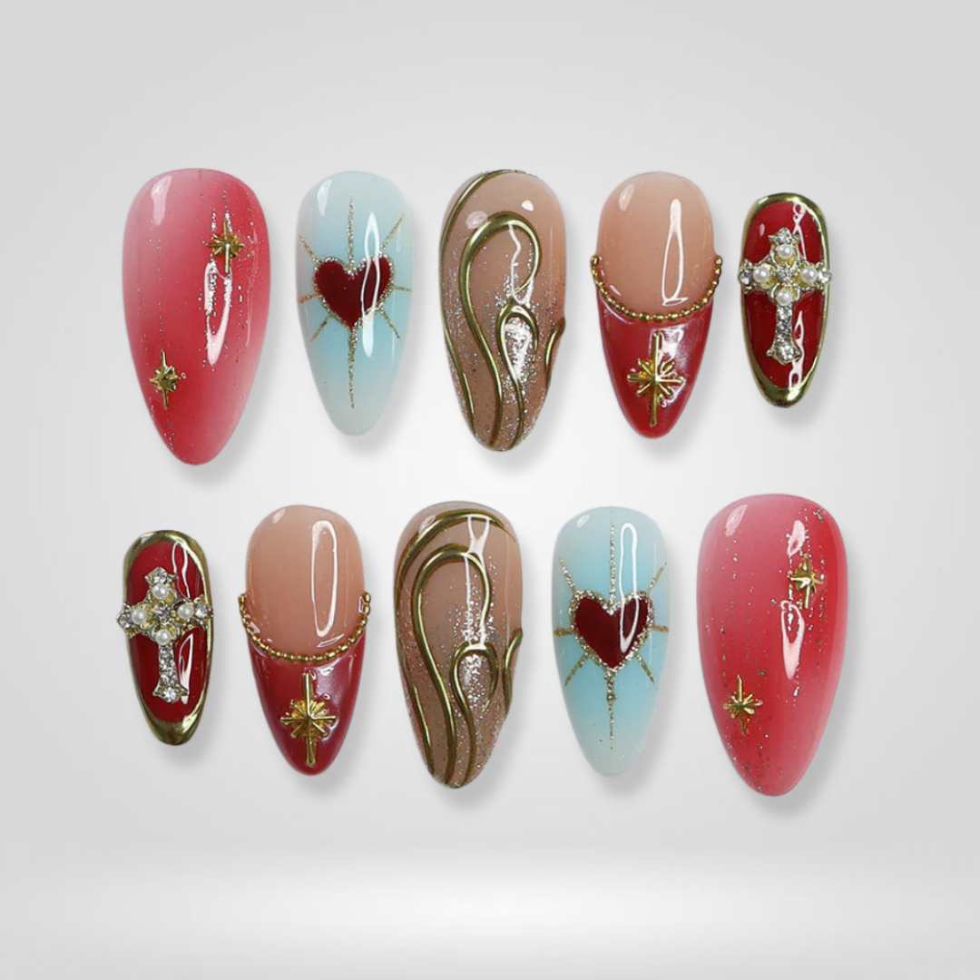 Rosy Dream Valentine Press-On Nails - Aninail