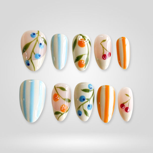Cherry Bloom 3D Floral Press-On Nails - Aninail