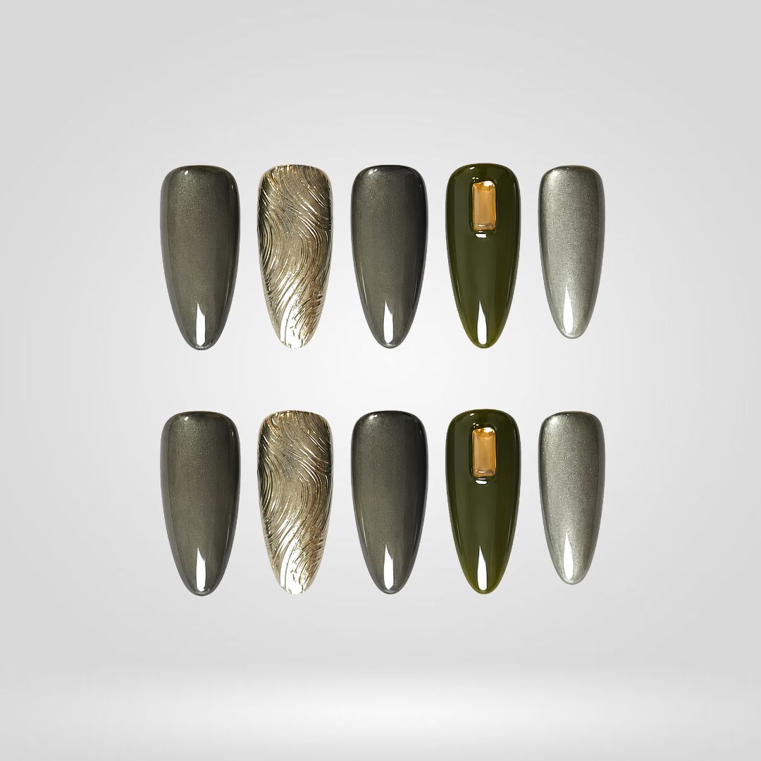 Moss Relic Gem Press-On Nails - Aninail