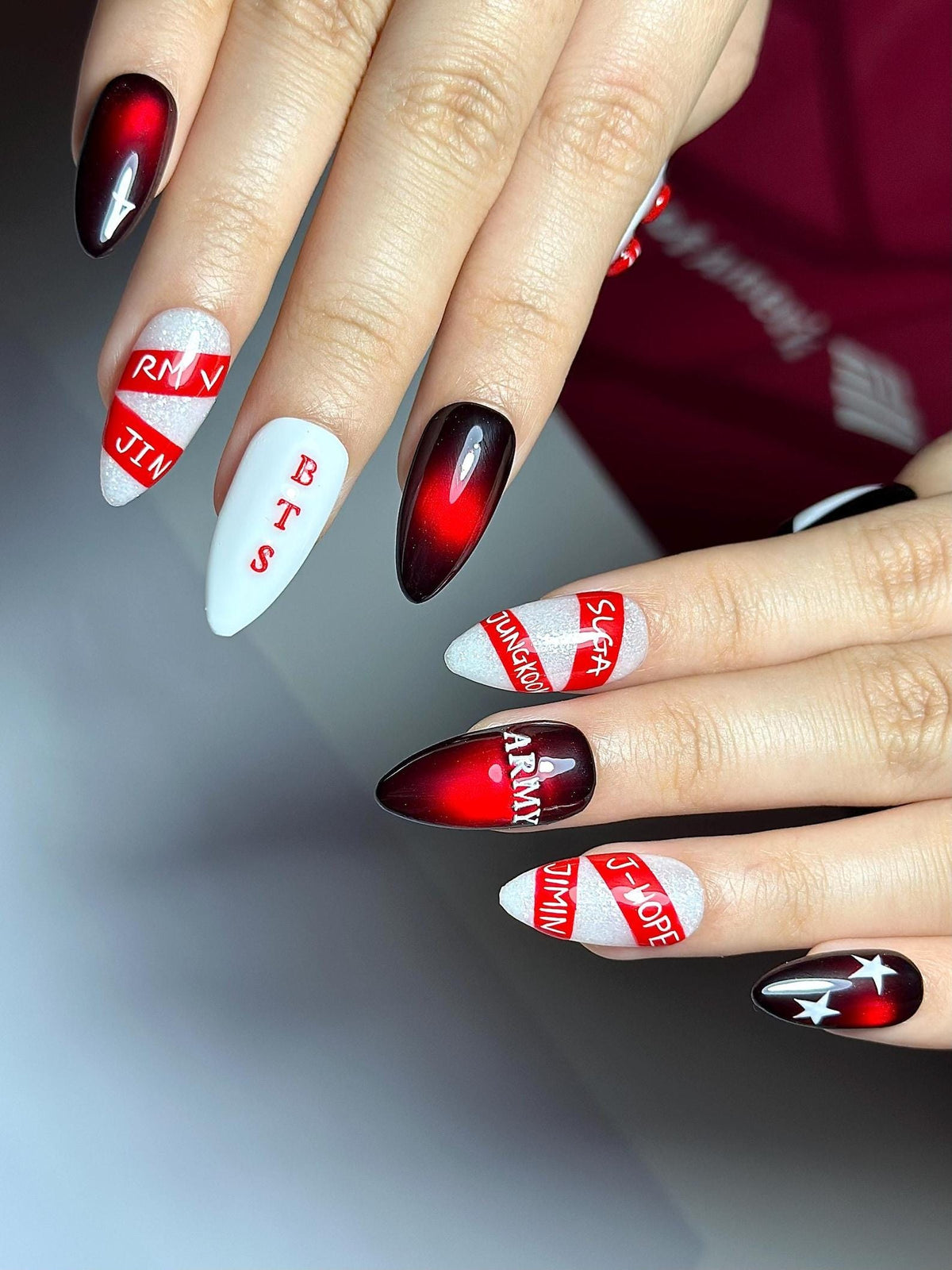 Kpop Concert Press On Nails | Pop Idol Inspired Nail Art | Glossy Stage Aesthetic Nails | Edgy Music Fan Press Ons | Handmade Nails| OB385HC