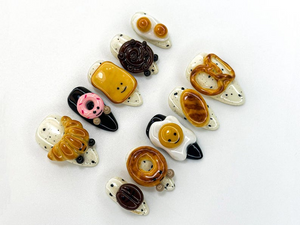 Breakfast Food Press On Nails | 3D Croissant Donut Nail Art | Toast and Egg Handmade Nails | Fun Foodie Nails | OB1114K