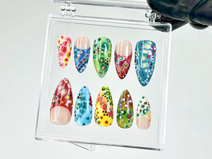 Color Splash Press On Nails | Abstract Colorful Nail Art | Festival Confetti Press Ons | Multi Color Fake nails | Festival Nails | OB958YC