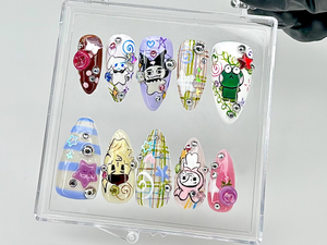 Kawaii Sanrio Press On Nails | Keroppi Kuromi Cinnamoroll Press Ons | Cute Pastel Fake Nails |Japanese Character Nails |Kawaii Nails|OB854YC