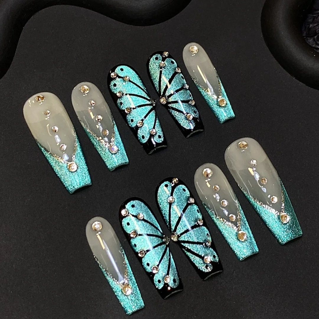 Radiant Burst Neon Coffin Press-On Nails - Aninail