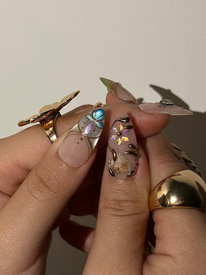 Baroque Angel Press On Nails for Vintage Lovers | Angel Art Nude Nails | Gold Scroll Luxury Press Ons | Antique Aesthetic Nails | OB1009HC