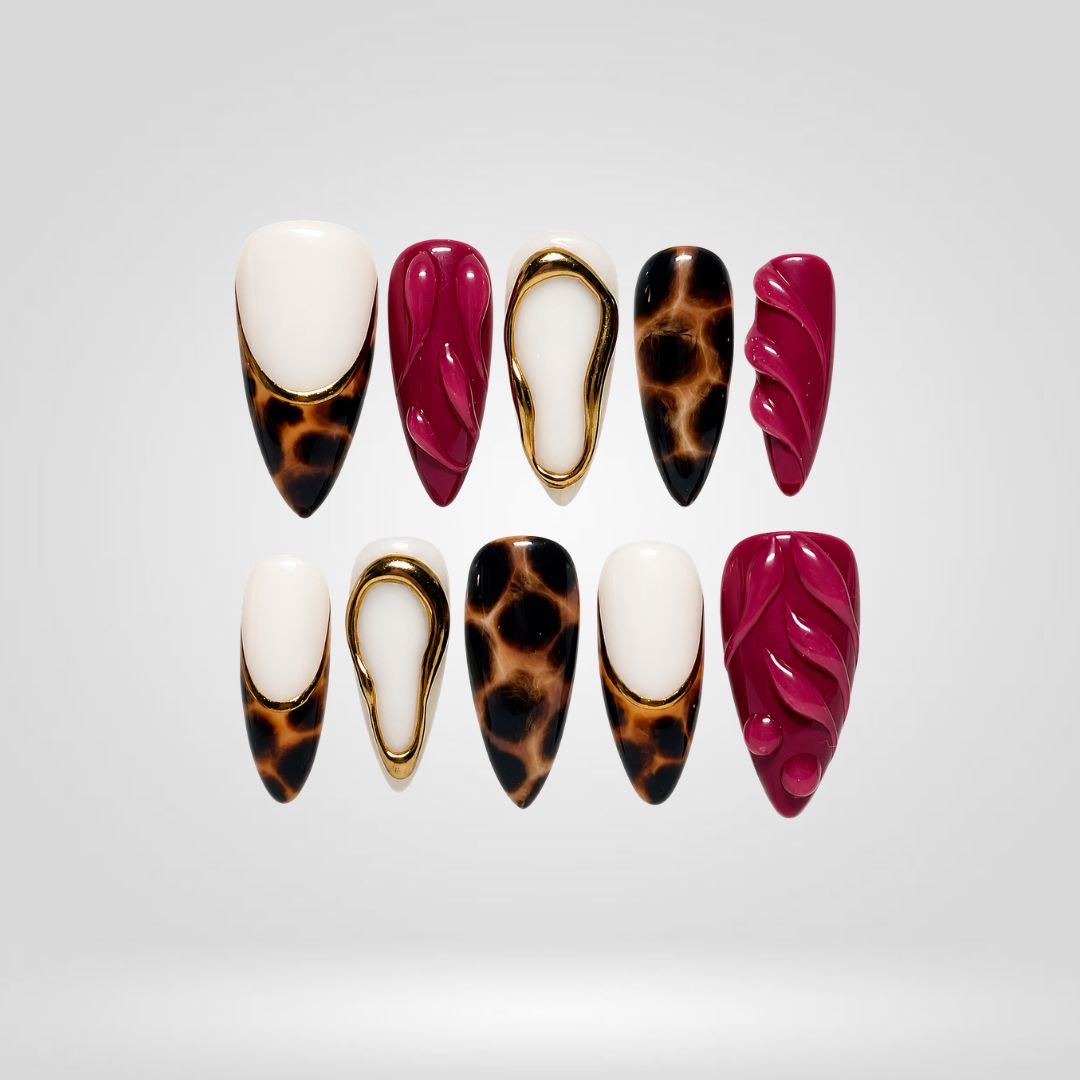 Berry Tortoise 3D Press-On Nails - Aninail