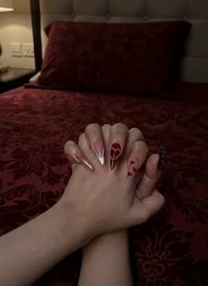 Red Burgundy Valentine Press Ons OB123L