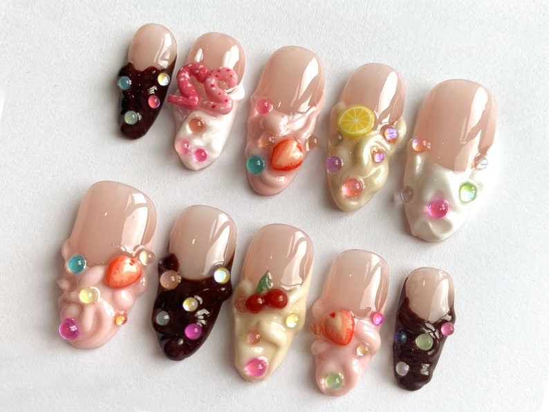 Customizable Birthday-Themed Press On Nails Set | Age Option - Colorful and Fun Nail Art Designs | Cute Birthday Nails | OB222S