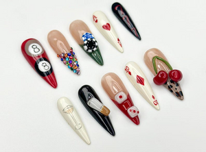 Casino Game Theme Press On Nails | 3D Poker Dice & Martini Nails | Vegas Party Press Ons | Bold Handmade Nail| Vegas Nightlife Nail | OB960H