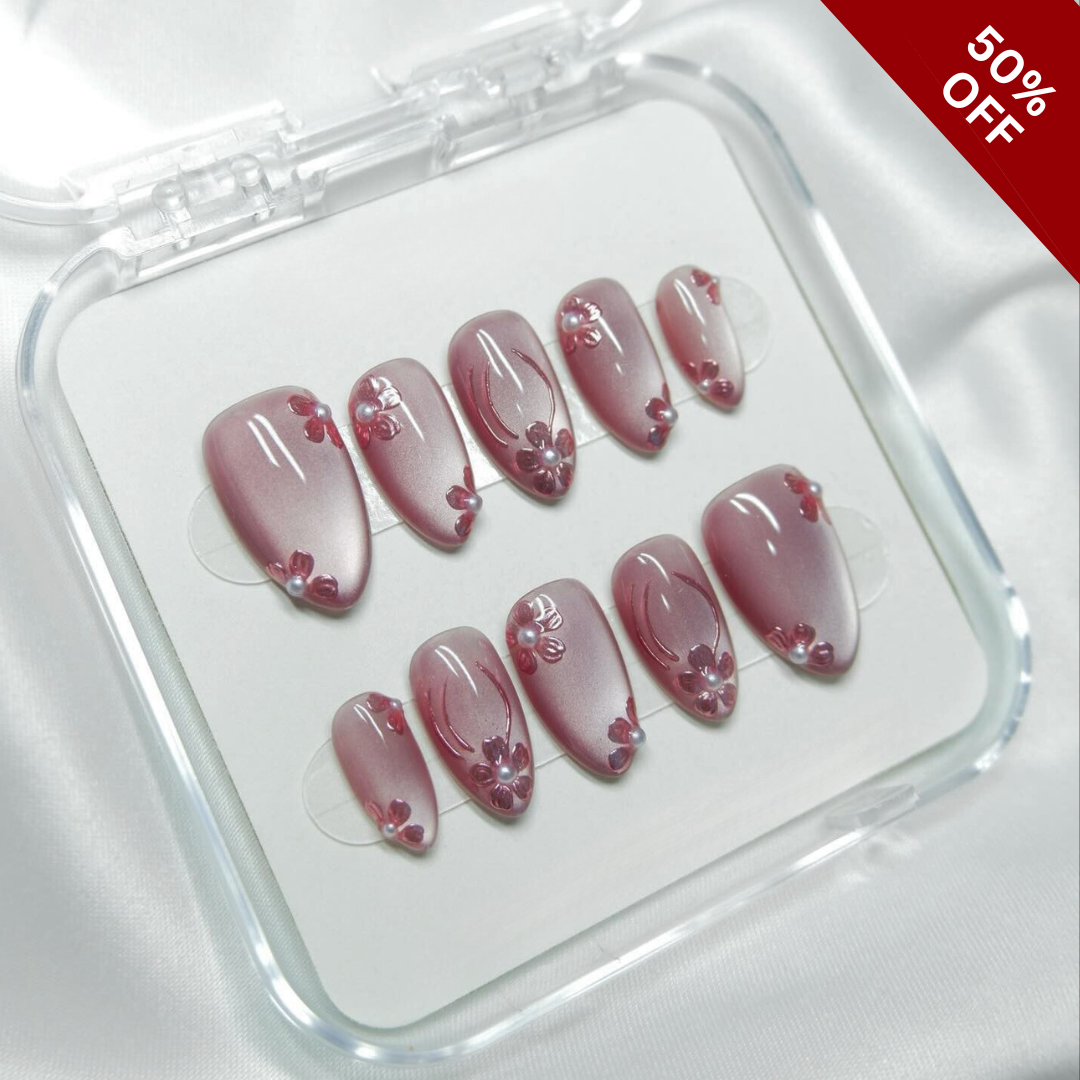 Floral Aura Soft Bloom Press-On Nails - Aninail
