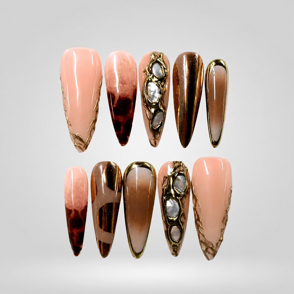 Golden Muse Metallic Press-On Nails - Aninail
