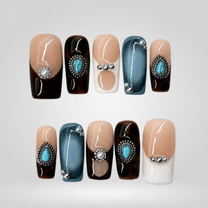 Azure Stone Marble Press-On Nails - Aninail