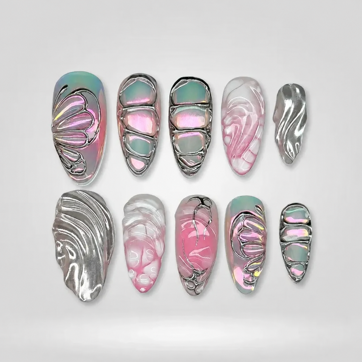 Steel Heart Press-On Nails - Aninail