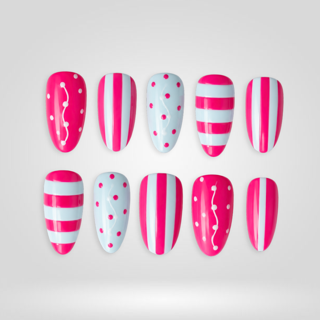 Sweet Plaid 3D Pastel Press-On Nails - Aninail