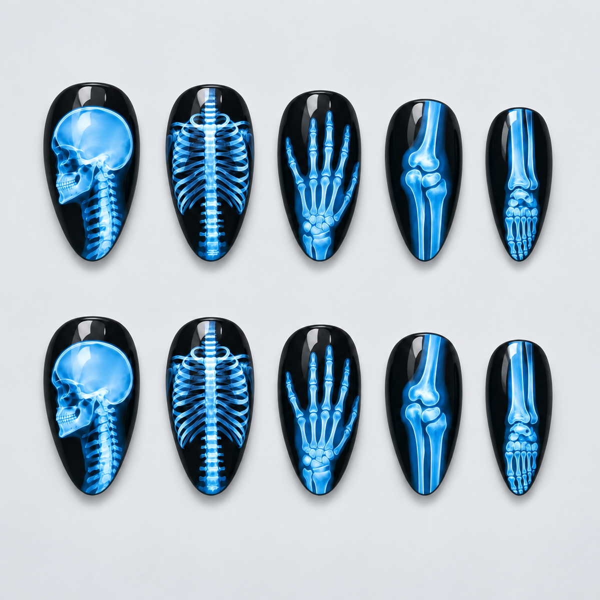 Afterglow X-Ray Halloween Almond Press-On Nails - Aninail