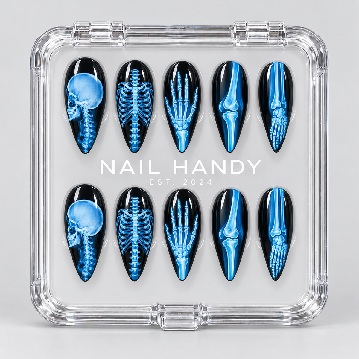 Afterglow X-Ray Halloween Almond Press-On Nails - Aninail