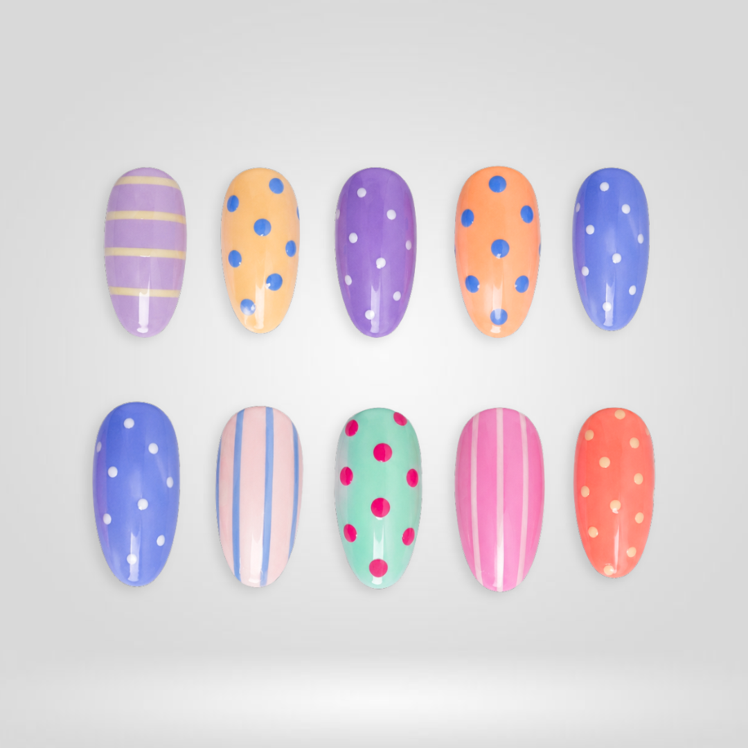 Pastel Dots 3D Floral Press-On Nails - Aninail