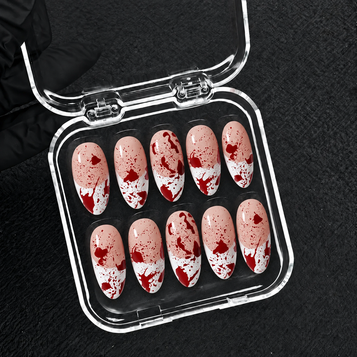 Crimson Evidence Halloween Almond Press-On Nails - Aninail