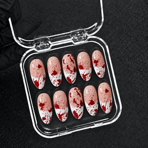 Crimson Evidence Halloween Almond Press-On Nails - Aninail