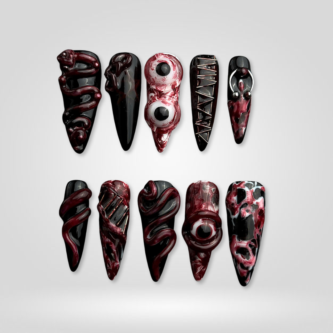 Dark Enchantment Lace & Moon Press-On Nails - Aninail