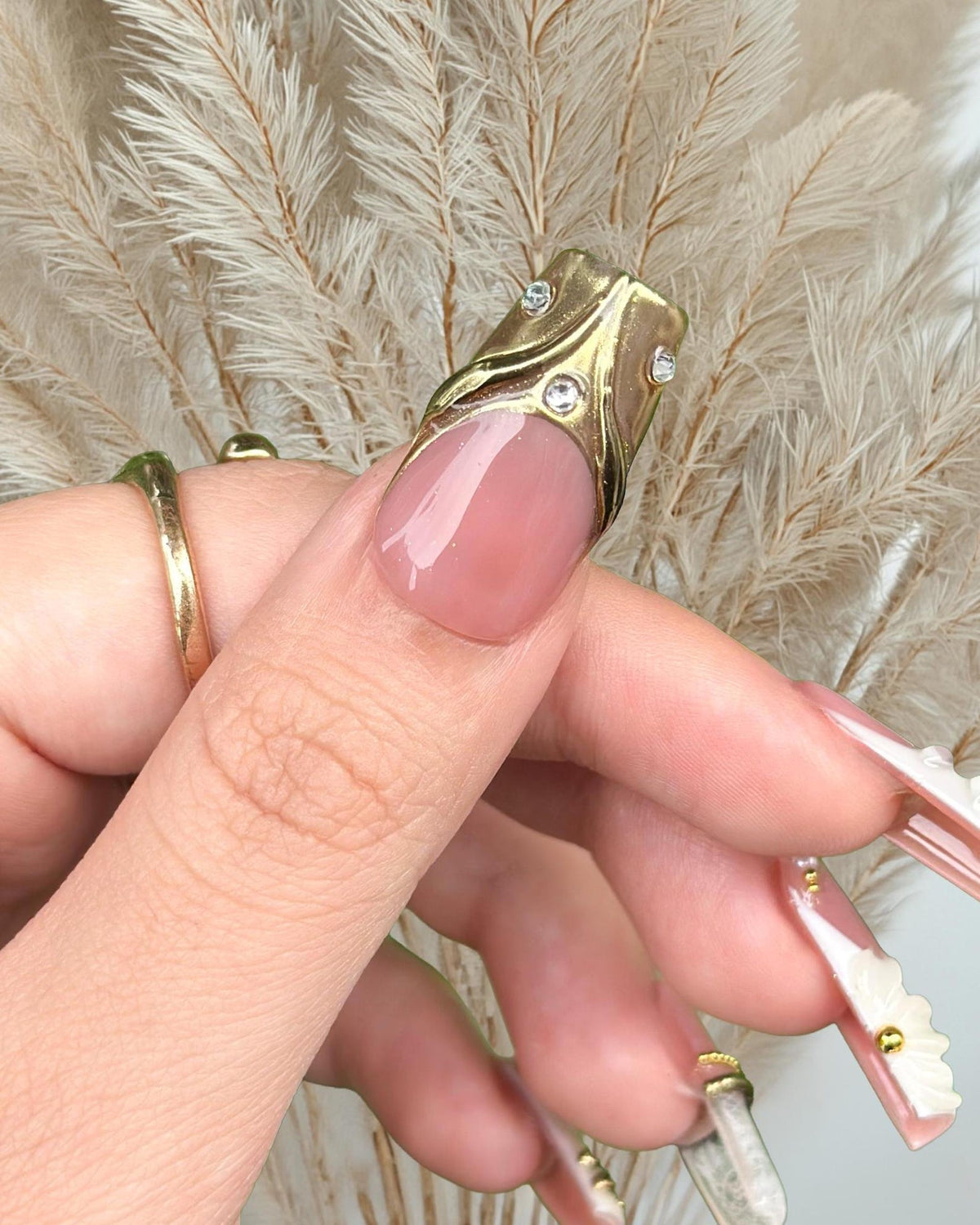 Royal Balletcore Press On Nails | Luxury Bridal Wedding Nails | Pearl French Tip Nails | Victorian Coquette Nails|Elegant Bow Nails| OB1319IC