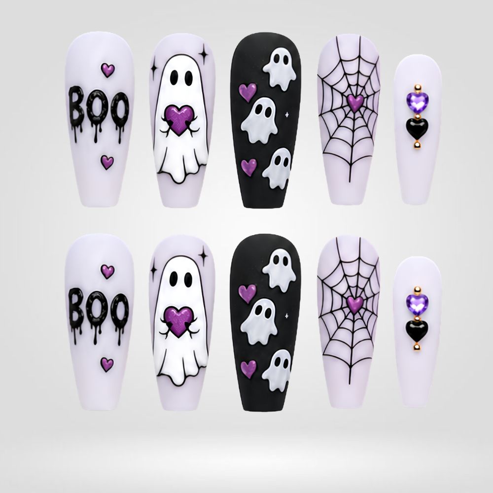Boo Crew Purple Ghost Press-On Nails - Aninail