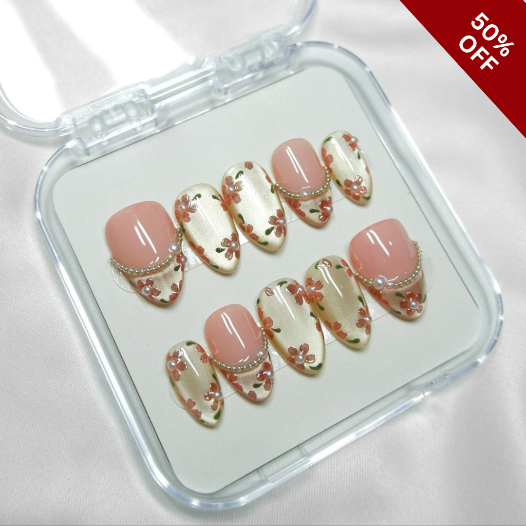Floral Aura Soft Bloom Press-On Nails - Aninail