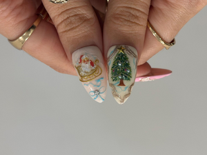 Pink Pastel Christmas Press On Nails | Pastel | Gingerbread & Candy Cane Nails | Pink Christmas Press Ons | Cute Festive Design | OB218HC