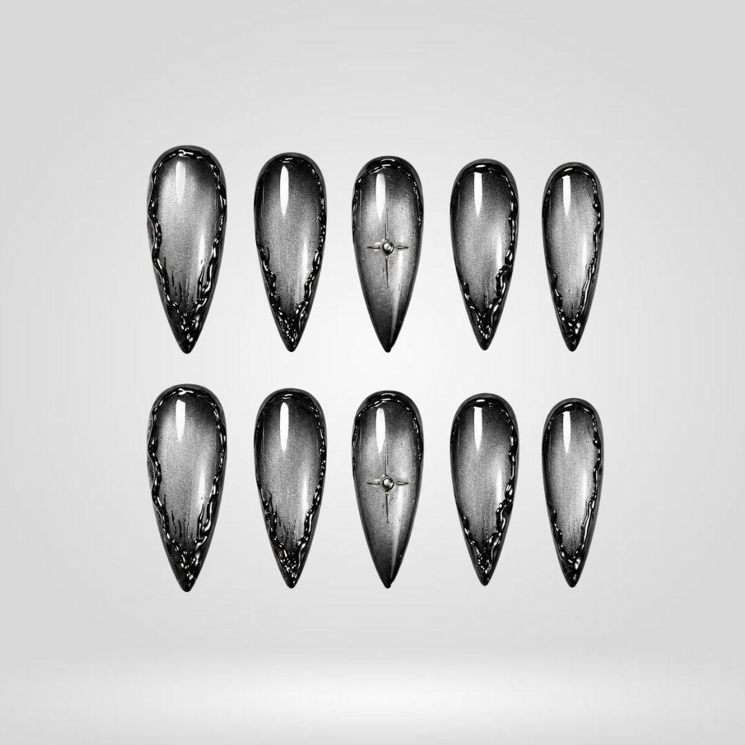 Silver Smoke Cat Eye Press-On Nails - Aninail