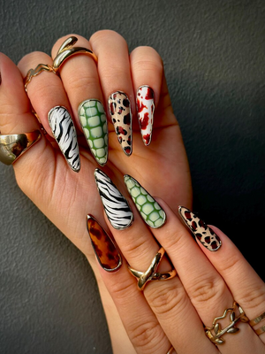 Luxe Leopard Press On Nails | Zebra, Leopard & Croc Nail Art | Handmade Safari-Inspired Press Ons | Mixed Animal Print Nails | OB1085HC