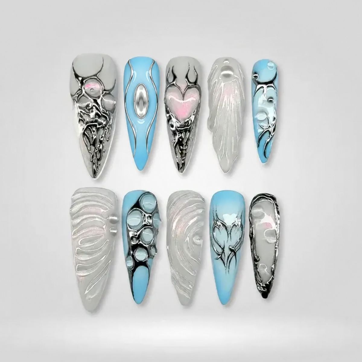 Crimson Steel Press-On Nails - Aninail