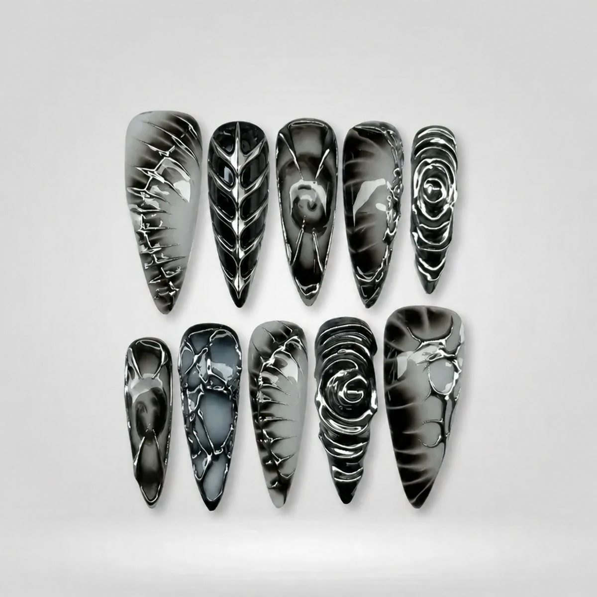 Chrome Kiss Y2K Metallic Press-On Nails - Aninail