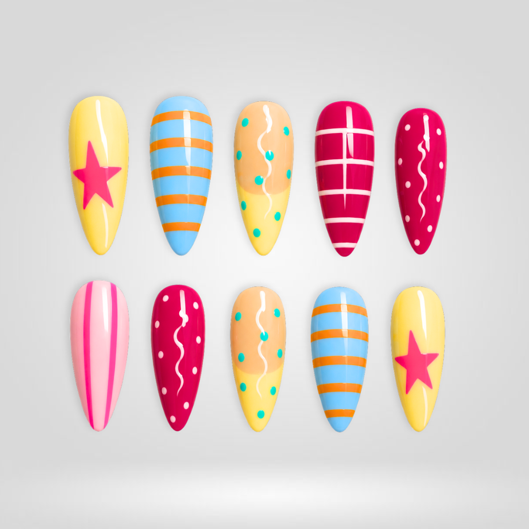 Happy Swirl Almond Press-On Nails - Aninail