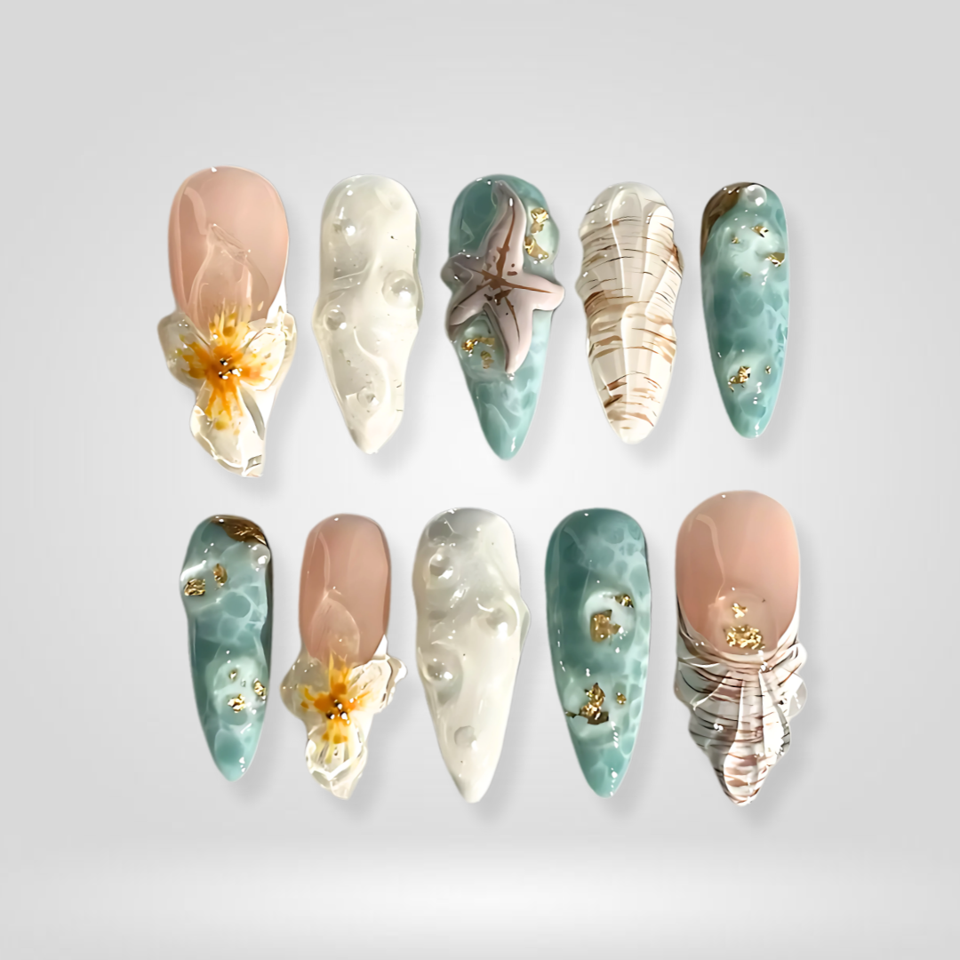 Seaside Muse Koi Ocean Press-On Nails - Aninail