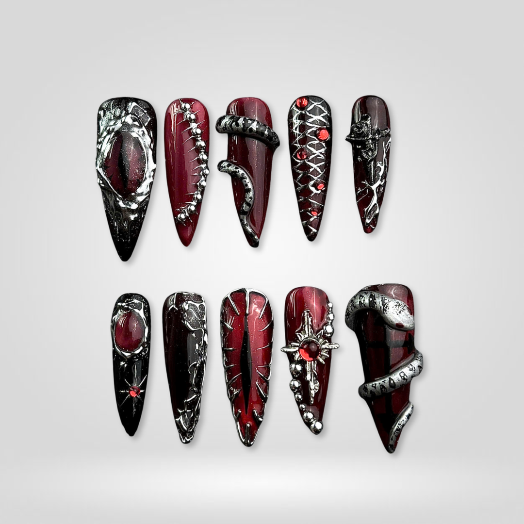 Creepy Whispers Skull & Eyes Press-On Nails - Aninail
