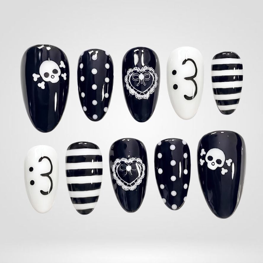 Navy Mischief Skull Press-On Nails - Aninail