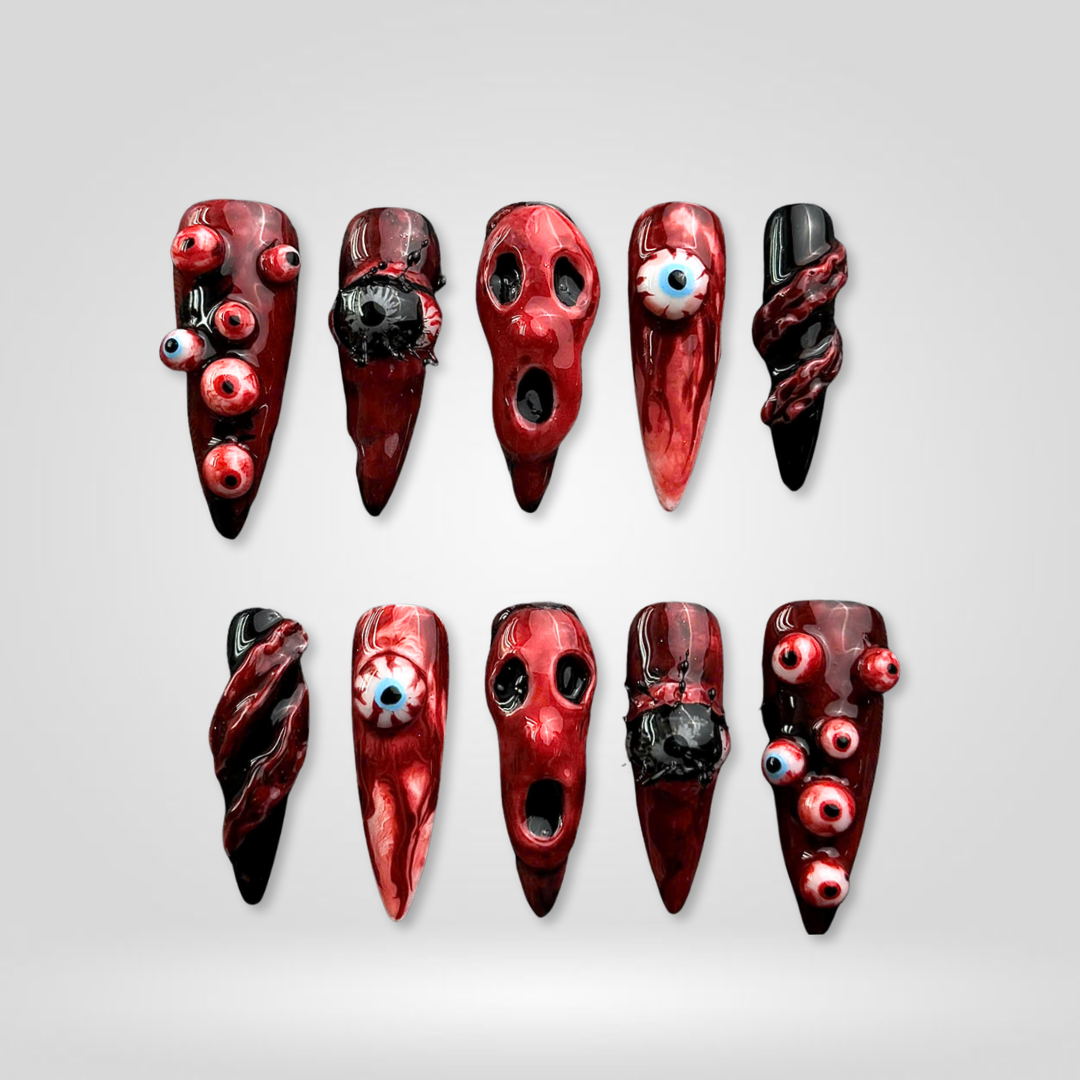 Creepy Whispers Skull & Eyes Press-On Nails - Aninail
