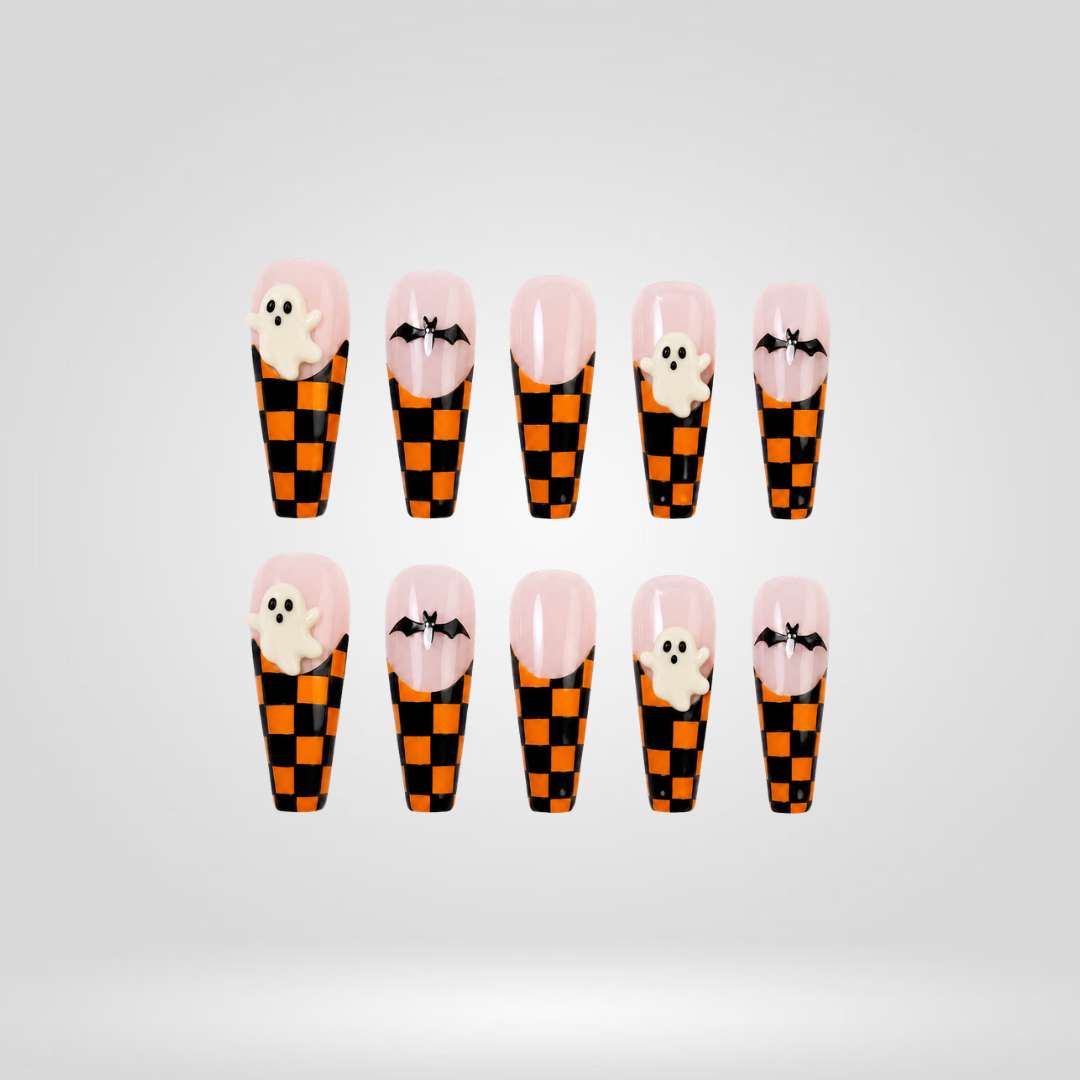Ghost Plaid Press-On Nails - Aninail