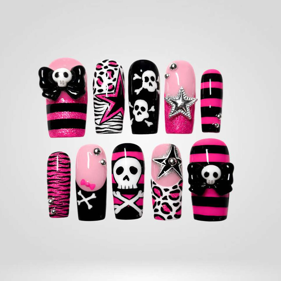 Skull Party Y2K Press-On Nails - Aninail