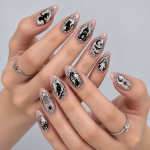 Haunted Gallery Halloween Almond Press-On Nails - Aninail