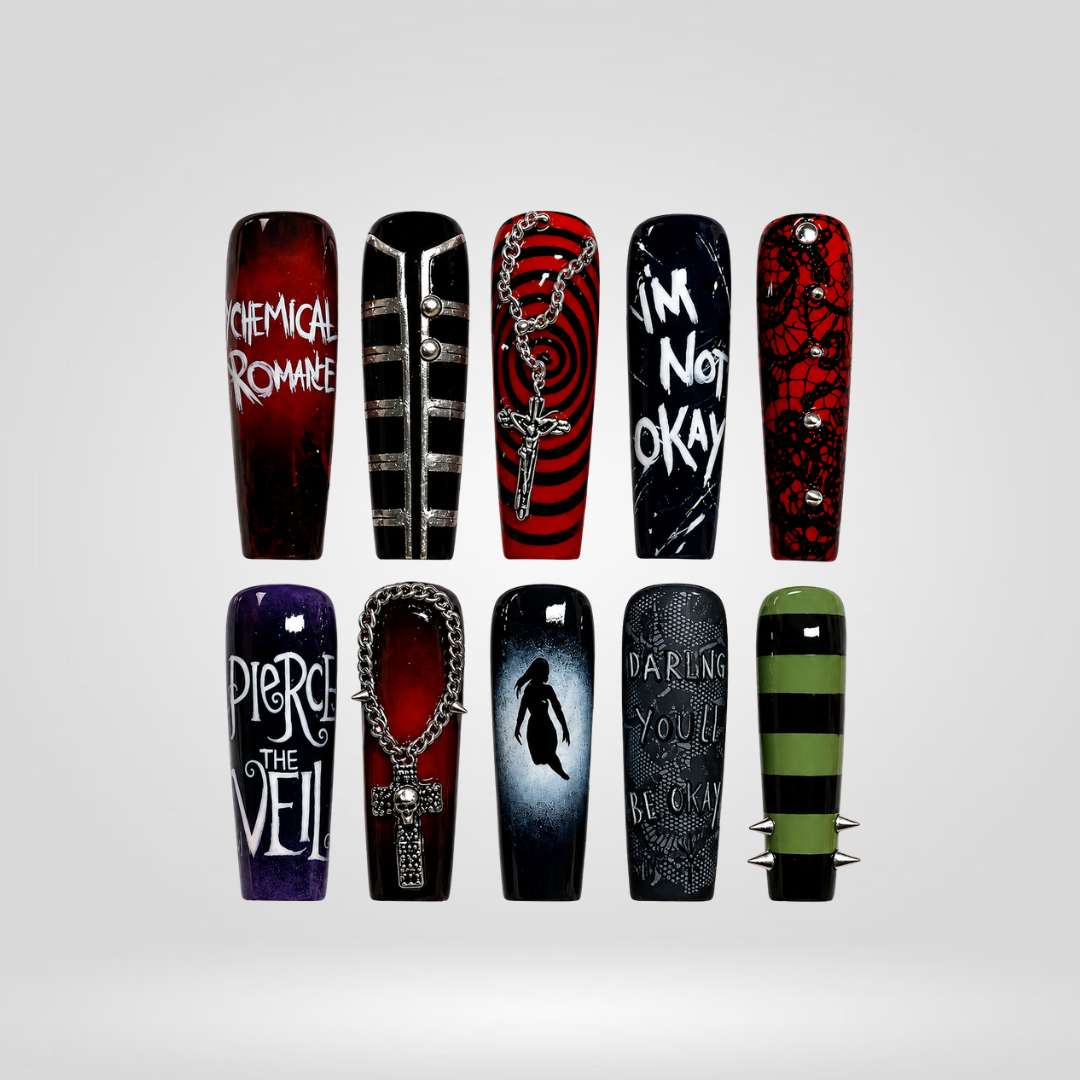 Creepy Text Grunge Press-On Nails - Aninail